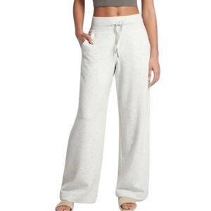 NWT Athleta Balance Wide-Leg Drawstring Light Heather Gray Speckled Pant M